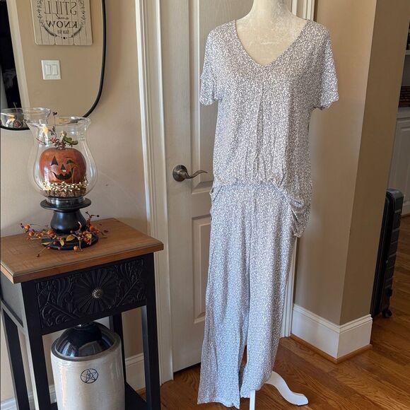 Soma Other - Soma Women’s Cool Nights Pajama Set V Top Pants w/ Pockets, Botanical Leaf Print